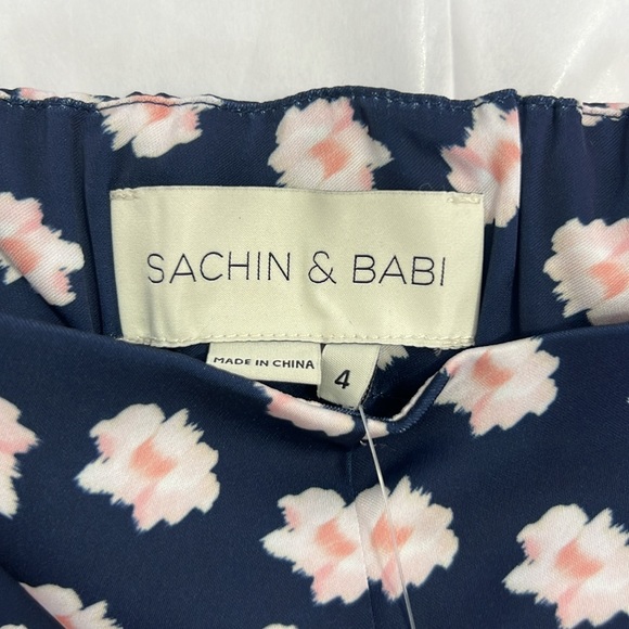 SACHIN & BABI NNWT LANA PANT Navy and Pink Pattern SZ 4 - Picture 7 of 11